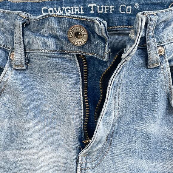Cowgirl Tuff SZ W29xL33 Festival Trouser Flare Jeans Mid-Rise Stretch Distressed - Picture 9 of 13
